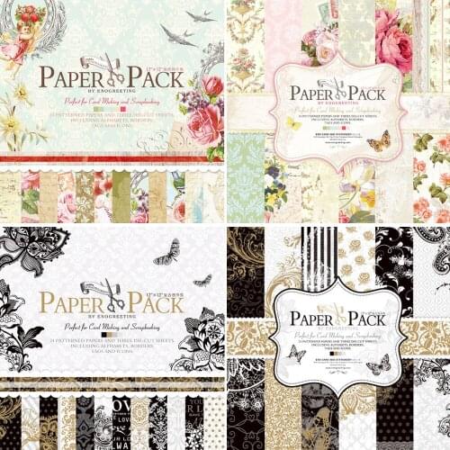 Eno Greetings 12 inch Vintage Paper Pack For Scrapbooking And Cardmaking Creative Metaillic Collection Album Paper 27sheets/lot