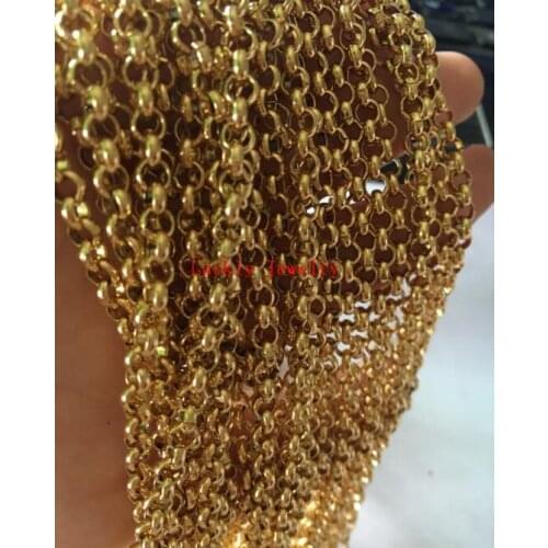 3 meter Lot in bulk Fashion Gold Plated Stainless steel 4mm Round Rolo Link Chain Jewelry finding Marking DIY