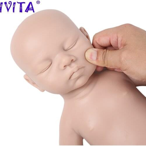 IVITA WG1507 46cm 3.2kg Eyes Closed Full Body Silicone Bebe Reborn Baby Dolls Unpainted Unfinished Soft Dolls DIY Blank Toys Kit