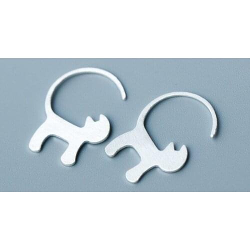 Cute Lovely Real. 925 Sterling Silver big Cat ear STUD Piercing Earrings 22mm*17mm Animal jewelry C-E0857