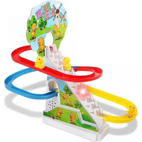 Music slide Track Ducks Climb Stairs Childrens Electric Music slide Track Toy Birthday Gifts For Children Christmas toys