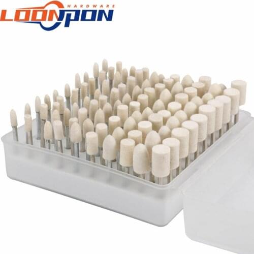100pcs/lot wool Grinding Head Set 3mm shank wool Dremel Die Tools for Metal Plastic Wood Polishing tool