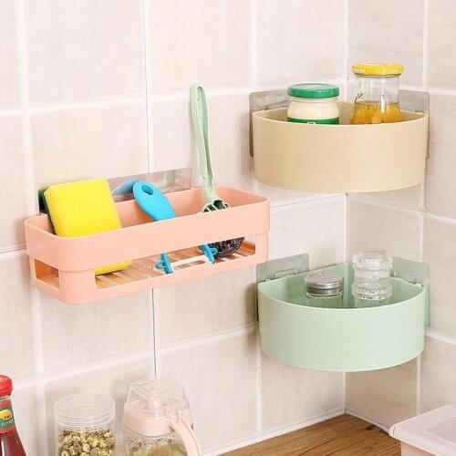 Wall Mounted Bathroom Organizer Toilet Shampoo Gel Storage Basket Decoration Bathroom Corner Shower Shelf Rack Holder