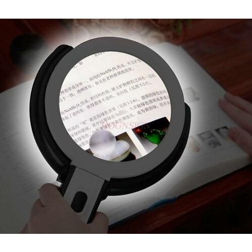Desktop Magnifier Repair Elderly Child Student Reading High Handle Handle Foldable 10 Times Clear Light LED