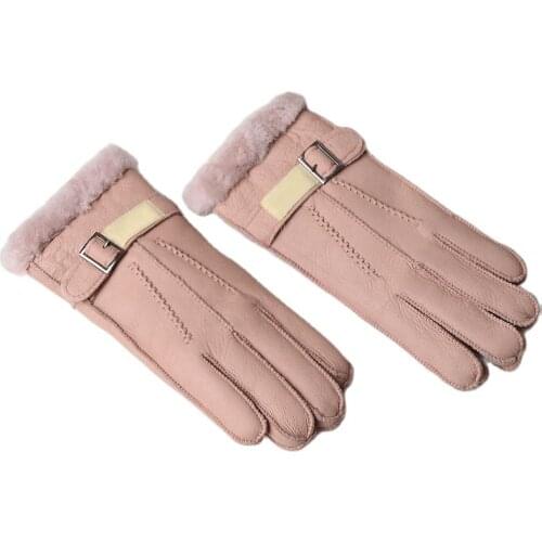 89565 New Fashion sheepskin leather gloves winter mens and womens fur Mittens Women Winter gloves