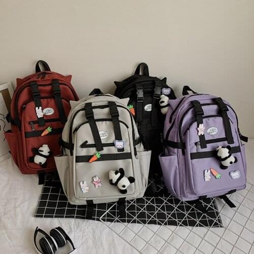 The New Women Backpack Preppy Style Plaid Schoolbag College Student Laptop Backpack Large Capacity Multi-pocket Cotton and Linen