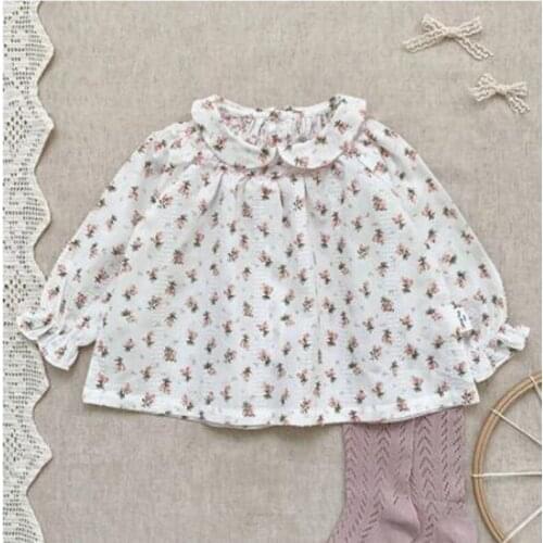 Autumn Kids Girl Long Sleeve Embroidery Floral Shirt New 2021 Spring Baby Girl Shirt Clothes Girl Newborn Shirt Clothing