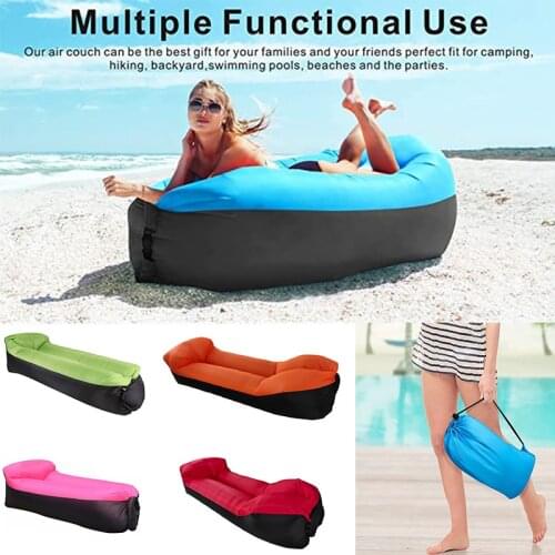 Sandy Beach Inflatable Sofa Picnic Lazy Bag Sleeping Bag Camping Portable Air Banana Sofa Beach Bed Air Hammock With Pillow
