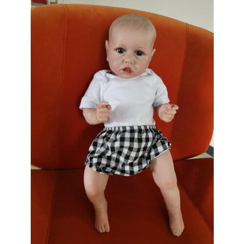 55CM popular saskia face reborn baby doll popular hand-drawing hair full silicone / Cloth body cuddly baby bonecas