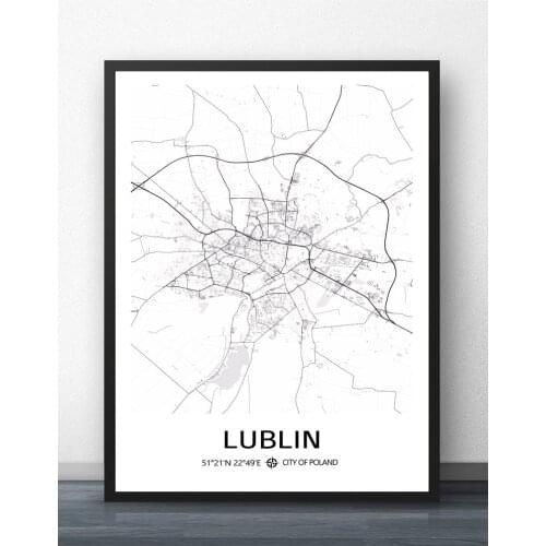 Lodz Lublin Poznan Radom Rzeszow Sosnowiec Szczecin Torun Warsaw Wroclaw Zabrze Poland City Map Poster Painting NoFrame