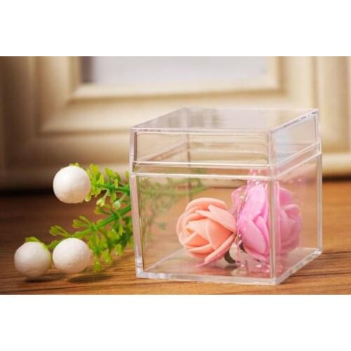6x6x6cm Clear acrylic cube box , plastic transparent gift box Wedding gift storage box , plastic jewelry box