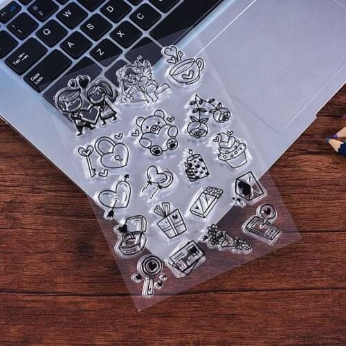 Transparent Clear Stamps Love Cupid Heart for Scrapbooking DIY Silicone Seal Photo Album Decor Embossing Folder Template Sheets