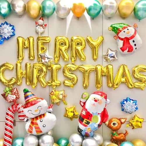 Christmas Holiday Decoration Aluminum Film Balloon Set Santa Claus Christmas Tree Birthday Party Decoration Scene Supplies