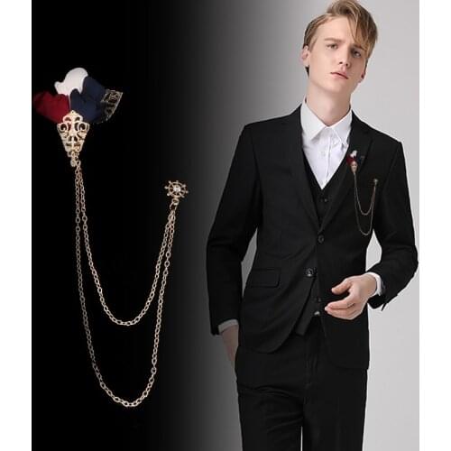 Handmade Fabric Flowers Tassel Brooch Men and Womens Suit Corsage Clothing Accessories Rose Tassel Boutonniere Lapel Brooches
