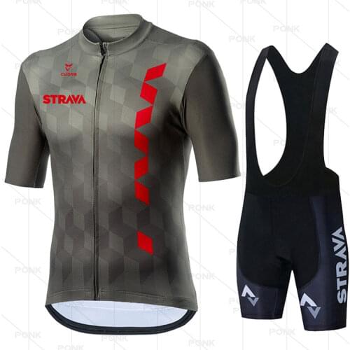 STRAVA 2021 New Team Cycling Set Man Bike Jersey Short Sleeve Bicycle Clothing Kit Mtb Cycling Wear Triathlon Uniforme Maillot