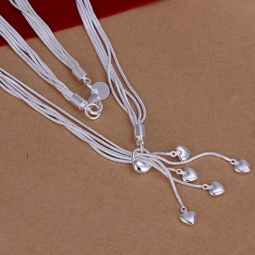 N092 925 Hot Selling silver Necklace, 925 silver Pendant fashion jewelry Heart Necklace /agiaixpa agmaixta