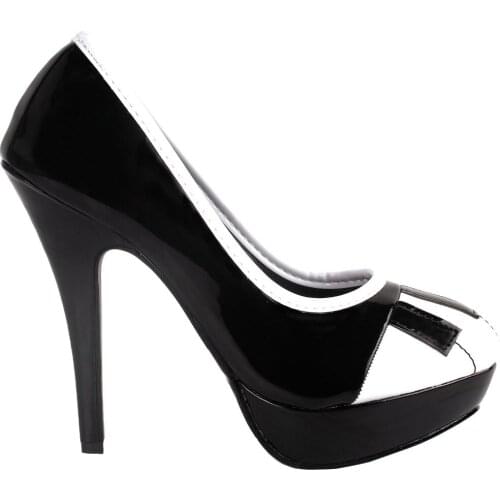 LF30479 Show Story Black White Piano Print Two Tone Platform High Heel Stiletto Pumps