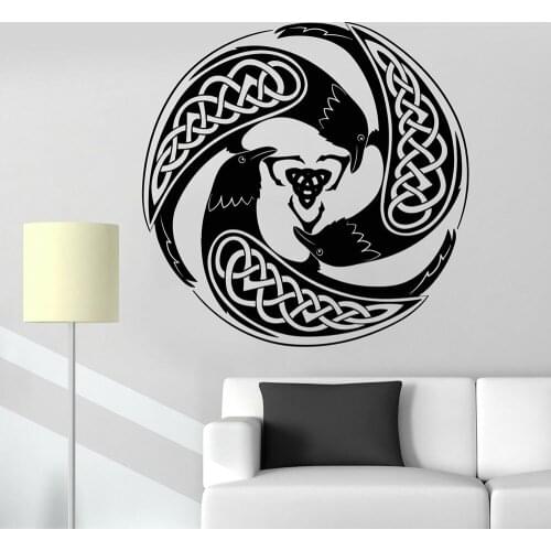 Vinyl Wall Decal Celtic Raven Pattern Druid Irish Art Ireland Stickers Home Decor Living Room Bedroom Wall Ornament Murals X04