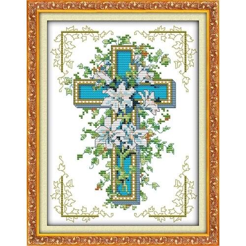 The cross(lily) Printed Canvas DMC Counted Chinese Cross Stitch Kits printed Cross-stitch set Embroidery Needlework DIY