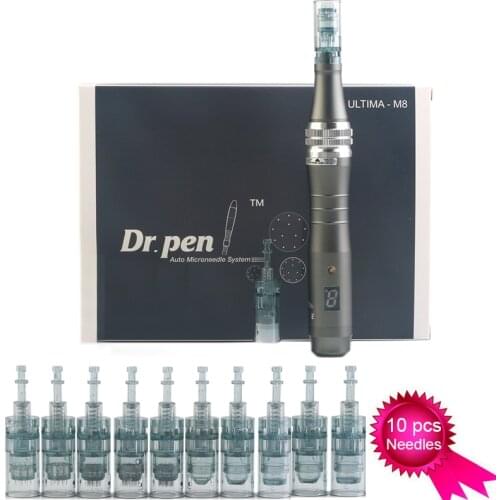 High Quality Wireless Dr. Pen Ultima M8 of digital display 6 levels Microneedling of rechargeable skin care kits with 10 needles