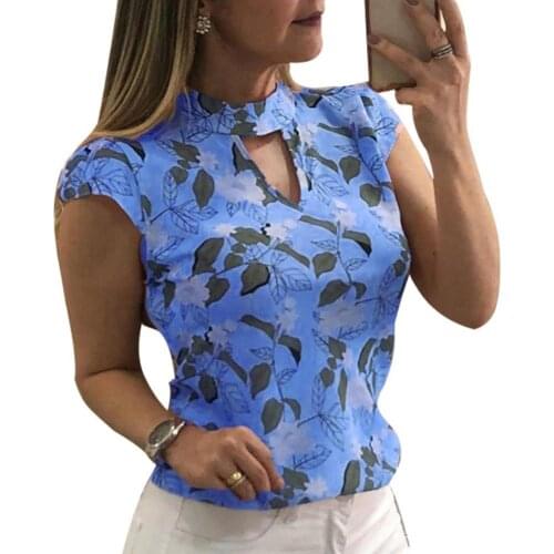 Women T-Shirts Summer Fashion Flower Leaves Print Breathable Chiffon Short Sleeve T-Shirt Top Womens Clothing 2021