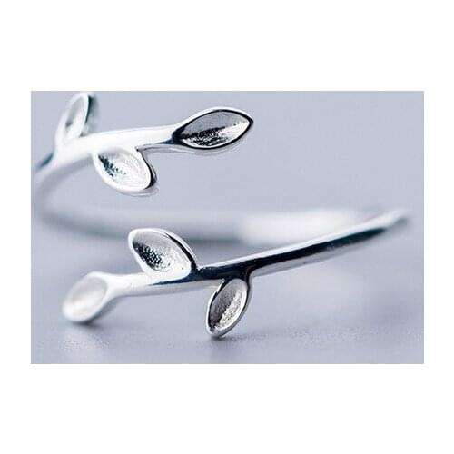MloveAcc 925 Sterling Silver Tree Leaf Open Rings for Women Forest Style Girl Hypoallergenic Sterling-silver-jewelry