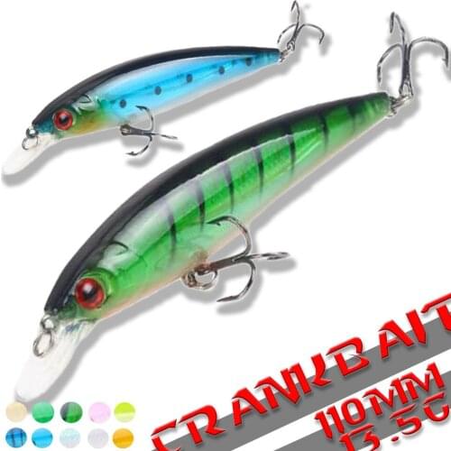 1PCS Fishing Lure Deep Swimming Crankbait 11cm 13.5g Hard Bait 10 colors Tight Wobble Slow Floating Fishing Tackle HQ051
