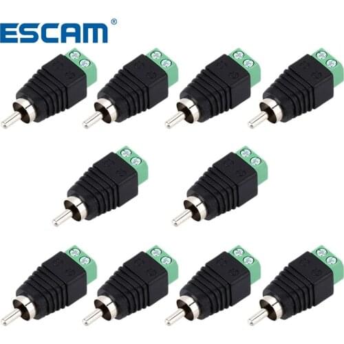 10PCS/LOT Coax Cat5 Cat6 to RCA Male Jack CCTV Camera Audio Terminal Plug Balun Connector
