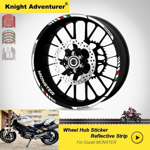 12 X Thick Edge Outer Rim Sticker Stripe Motorcycle Wheel Decals For all DUCATI MONSTER 695 696 796 1100 1100S 797 821 795