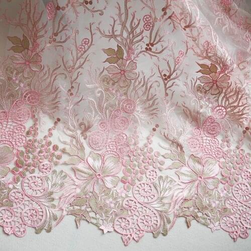 135cm wide 0.5meter/lot European Style 3D Flower Embroiderey Cloth Fabric High End Wedding Dress/Clothes Material X587