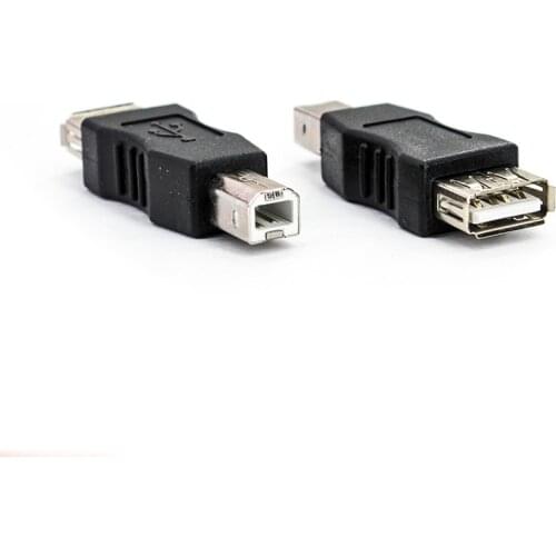 2.0 USB Female AF/BM A Female to B Male Connector PC Phone Computer Printer Port Male Adapter Mini Black