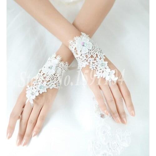 2020 Elegant Lace Short White Fingerless Fashion Flower Girl kid Child Student Party Performance Dancing Wedding Gloves