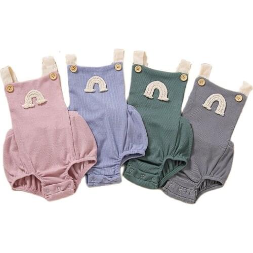 2021 Fashion Spring Summer Newborn Infant Baby Boys Girls Jumpsuit Bodysuit Rainbow Kids Toddler Overall Outfit