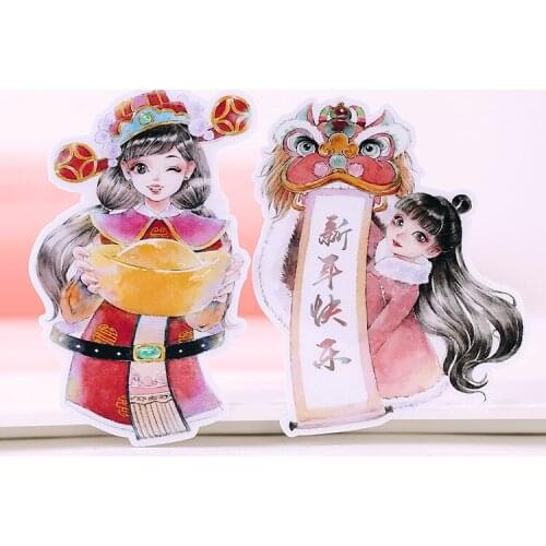 22pcs Cute girl happy new year stickers/Scrapbooking Stickers /Decorative Sticker /DIY Craft Photo Albums