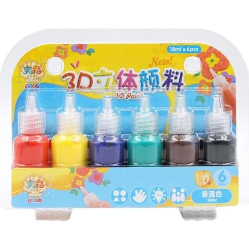 6 Colors Kids 3D Acrylic Paint Pigment Set for Children Graffiti DIY Painting 203B