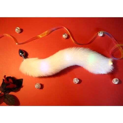 BDSM Anal Plug LED Luminous Sexy Fox Metal Butt Plug Tail Set Anal Butplug Tail Prostate Massager Butt Plug For Couple Cosplay