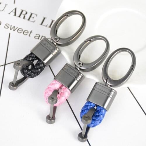 Car Key Holder Key Rings Key Chain Hand Woven Horseshoe Buckle Keychain Car Keyring Gift Creative Auto Accessories