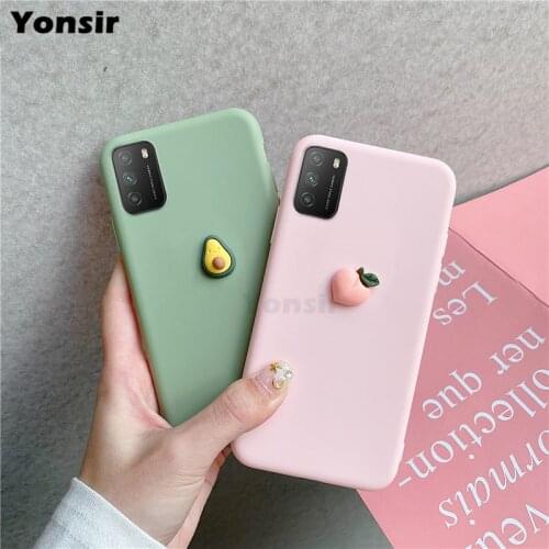 For Xiaomi Poco M3 Case 3D Fruit Silicone Cover Soft For Xiomi Poco M3 Phone Bags Peach Grape Avocado Cases