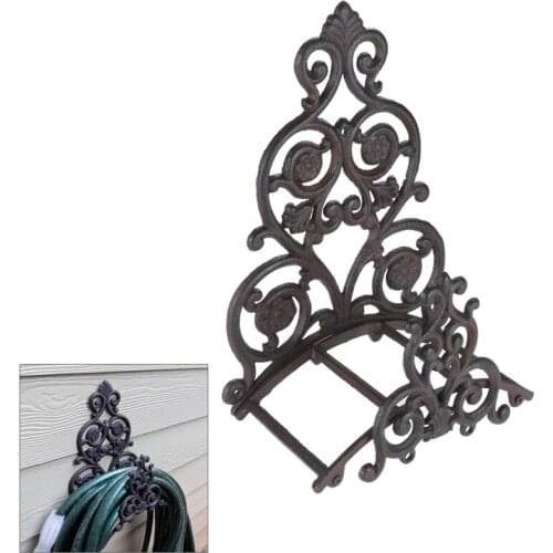 Cast Iron Hose Holder Garden Water Pipe Rack Antique Finish Shelf Tool Traditional Victorian Vintage European Decor