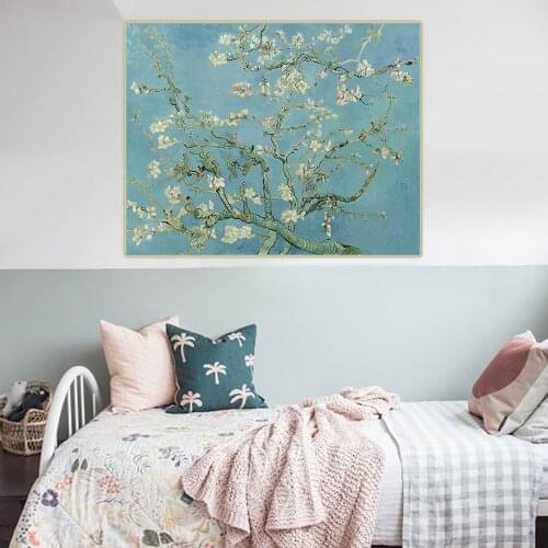 Citon Van Gogh《Blossoming Almond Tree》Canvas Art Oil Painting Artwork Poster Picture Wall Decor Home Living room Decoration