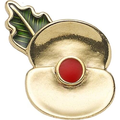 4/5 Inch Gold Tone 2017 Passchendaele 100 Poppy Floral Brooch Lapel Pin Rememrance Day Gifts