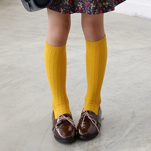 Children Girls Long sock Toddler baby boys knee socks solid candy color leg warmer cotton warm boot sock 1-10T Fashion 2017 New