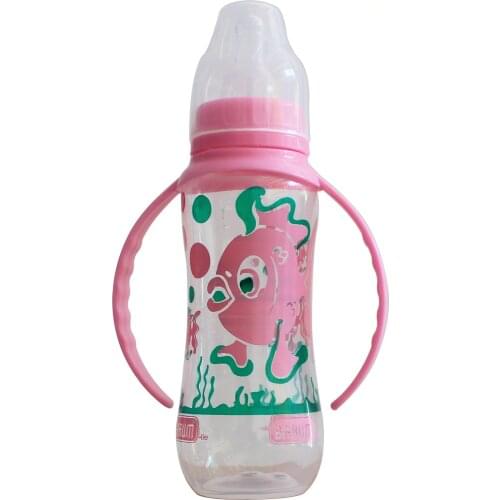 Baby Newborn Nursing Nipple Pacifier Pink Fish Handled Feeding Bottle 250 ml Drinking Water Breast-like Feeling BPA Free