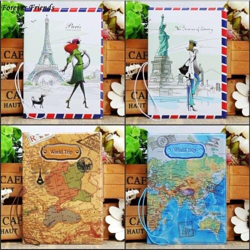 ForeverFriends PU Fashion Passport Holders Ticket Protector Document Bag Organizer 3 Kinds Of Travel beauty Patterns