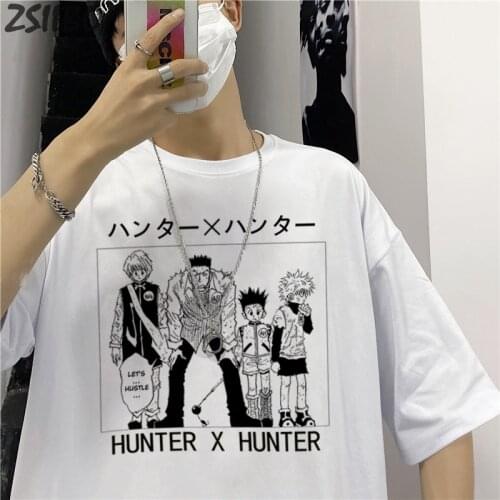 Anime Tops Harajuku Mens Tshirt Cool Hunter X Hunter Killua Zoldyck Print Unisex Short Sleeve T shirt Male Streetwear T-shirt