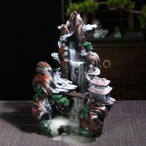 Mountain Waterfall Incense Burner Backflow Holder Smoke Fountain Incense Burner Zen Garden Incensario Home Decoration YD50XL