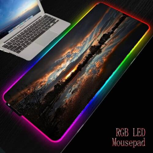 MRGBEST Sky Clouds River Landscape RGB Gaming Mouse Pad Gamer Large Mouse Big Computer Mousepad Led Mause Pad Keyboard Desk Mat