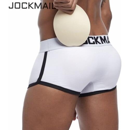 JOCKMAIL Bulge Enhancing Padded Men Underwear Boxers Magic Buttocks Include Penis Push Up Cup + Hip Buttocks Removable Sponge