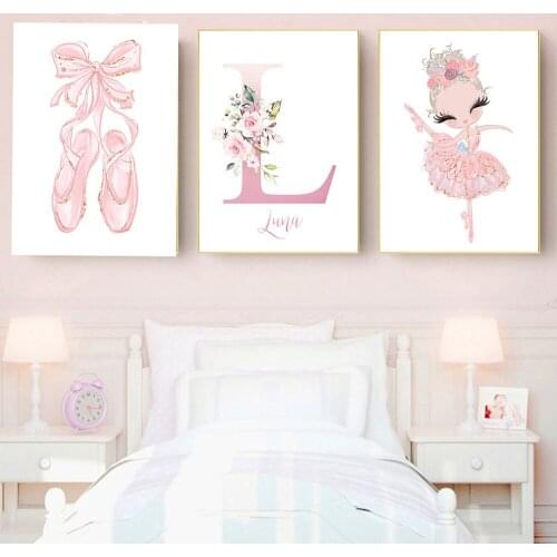 Girl Custom Name Wall Print Swan Princess Diamond Painting Ballet Girl Rhinestone Embroidery Painting Wall Art Picture Bedroom D