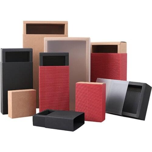 10Pcs Kraft Paper Packaging Cardboard Box Brown Small Packaging Gift Box Red Large Paper Drawer Box Gift Jewelry Soap Candy Box